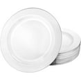 thumbnail image 1 of EcoQuality 7.5 Inch White Salad Plate with Silver Edge – Elegant Disposable Tableware for Weddings Parties and Events – Durable and Reusable Design – Perfect for Catering Buffets (60), 1 of 3