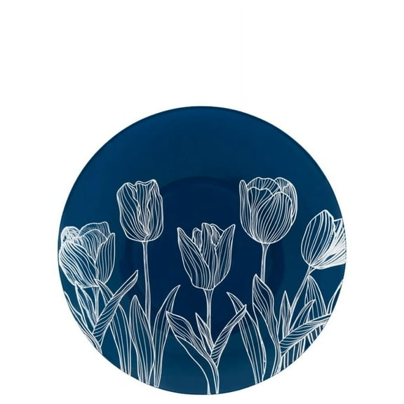EcoQuality 7.5 inch Navy Blue Tulip Dinner Plate – Elegant Disposable Tableware for Weddings Parties and Events – Durable and Reusable Design – Catering Buffets (50)