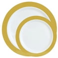 thumbnail image 1 of EcoQuality 7.5" inch Salad Plates & 10.5" inch Dinner Plates Round Plastic Heavy Duty Plates with Gold Rim Design Disposable China Like Plastic Plate Combo Set (16 Pack), 1 of 5