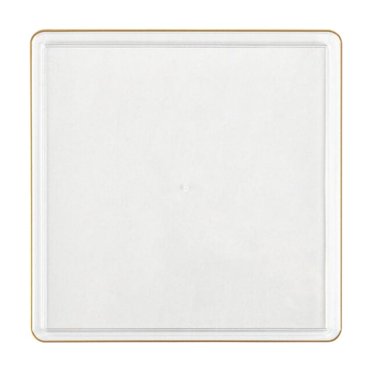 EcoQuality 7.75" inch Disposable Square Translucent Clear Plastic Plates with Gold Rim, China Like Party Plates, Heavy Duty Dessert Plate, Salads, Weddings, Baby Showers, Catering, Non Toxic (10)