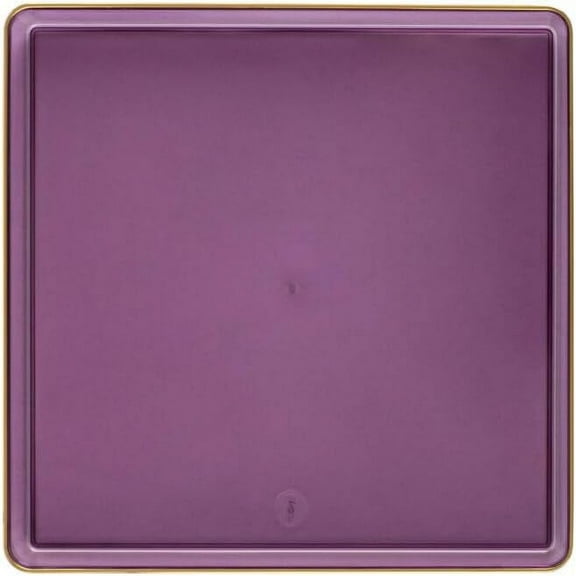 EcoQuality 7.75" inch Disposable Square Translucent Purple Plastic Plates with Gold Rim, China Like Party Plates, Heavy Duty Dessert Plate, Salads, Weddings, Baby Showers, Catering, Non Toxic (40)