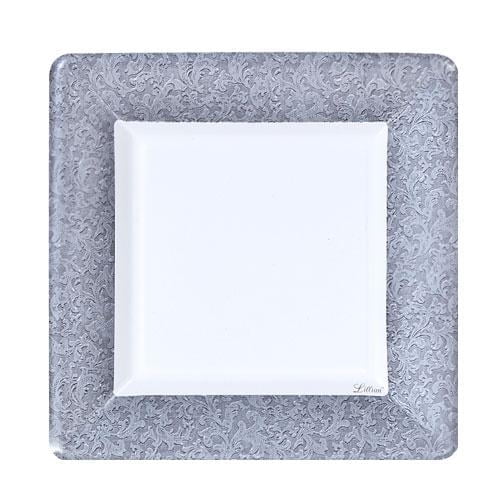 EcoQuality 7" inch Disposable Square Textures Gold Paper Serving Plates, China Like Party Plates, Heavy Duty Dinner Serving Plate, Platter, Weddings, Baby Showers, Catering, Non Toxic (96)