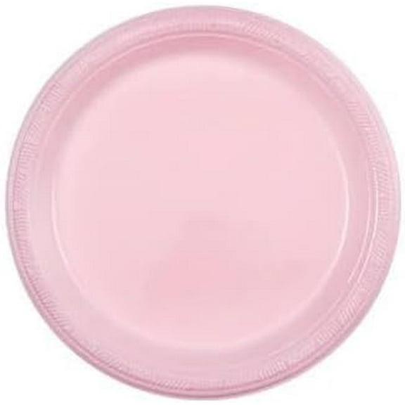 EcoQuality 7 inch Pink Round Plastic Salad Plate – Disposable Plate for Appetizers, Salads, Desserts, Parties, Catering, Weddings, Buffets, Everyday Use, Elegant Tableware for Events (50)