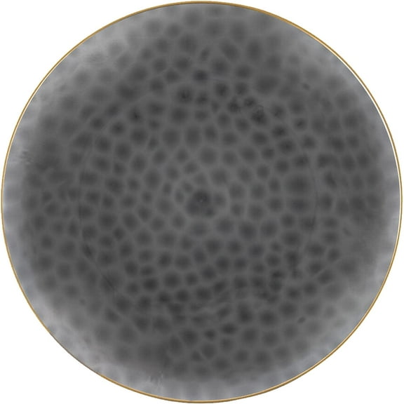 EcoQuality 7" inch Round Hammered Translucent Black Plastic Dinner Plates with Gold Rim - China Like Party Plates, Heavy Duty Large Disposable Charger Salad Plate Weddings, Serveware (10 Pack)
