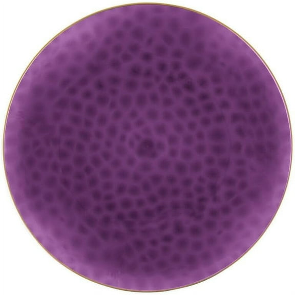 EcoQuality 7" inch Round Hammered Translucent Purple Plastic Plates with Gold Rim - China Like Party Plates, Heavy Duty Large Disposable Dinner Charger Salad Plate Weddings, Serveware (60 Pack)