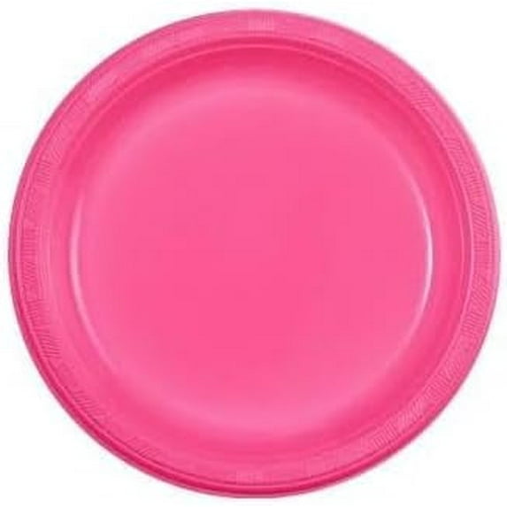 EcoQuality 7 inch Round Hot Pink Plastic Salad Plates – Heavy-Duty Disposable Party Plates for Birthdays, BBQs, Picnics & Events – for Catering, Weddings, and Holiday Gatherings (720)