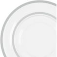 thumbnail image 1 of EcoQuality 7 inch Salad Plate and 10 inch Dinner Round Clear Plastic Plates with Silver Rim - Disposable, Heavy Duty, Elegant, Durable, Versatile Plates for Everyday Use (128), 1 of 4