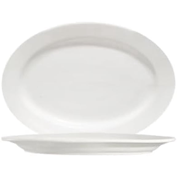 EcoQuality 8 1/4 Inch Bone White Porcelain Oval Platter Rolled Edge – For Appetizers, Sides and Desserts – Microwave, Dishwasher and Oven Safe – For Restaurants, Hotels, and Catering (12)