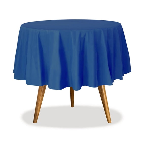 EcoQuality 84" Blue Round Tablecover - Durable Tablecloth - Table Cover for Dining, Buffet Parties and Camping (1)