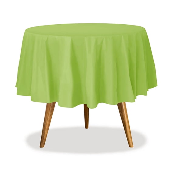 EcoQuality 84" Lime Green Round Tablecover - Durable Tablecloth - Table Cover for Dining, Buffet Parties and Camping (1)