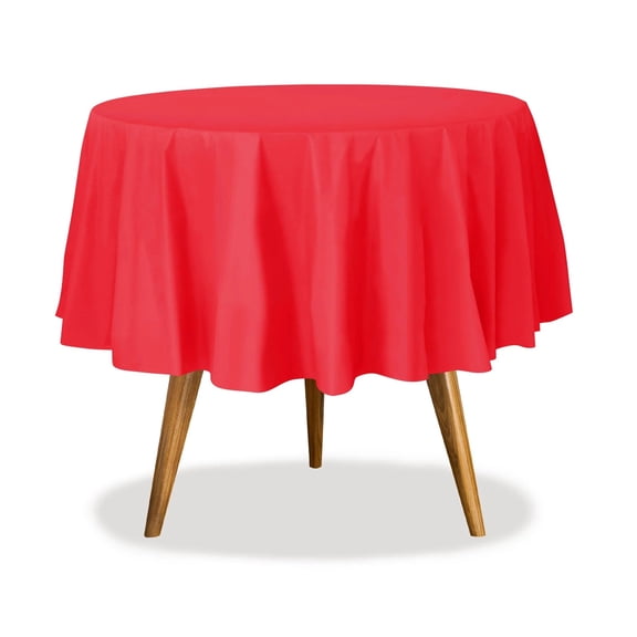 EcoQuality 84" Red Round Tablecover - Durable Tablecloth - Table Cover for Dining, Buffet Parties and Camping (18)