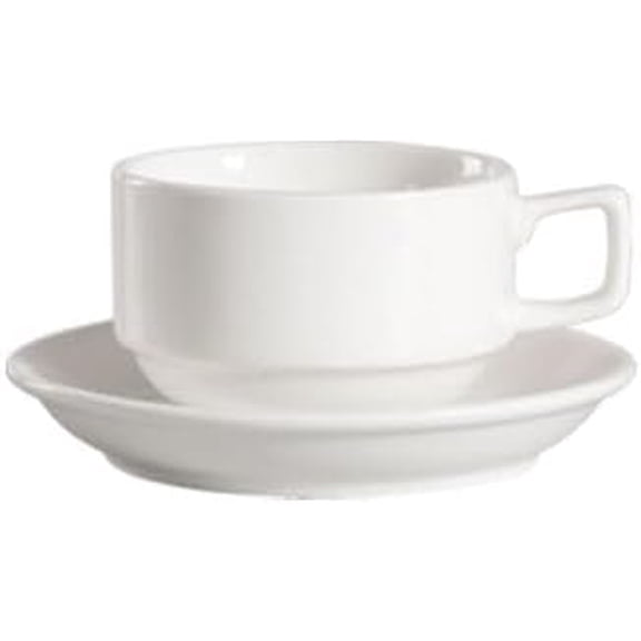 EcoQuality 8oz Bone White Stacking Cup - Round Beverage Cup, Microwave, Oven and Dishwasher Safe - For Restaurants, Cafes, Diners, Hotels and Catering (24)