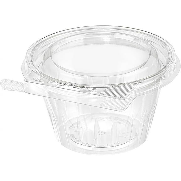EcoQuality 8oz Round Clear Plastic Clamshell with Tamper Resistant Lids (68)