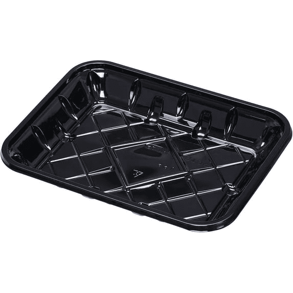 EcoQuality 9.25 x 7.25 x 1.25 Inch 4P Black Meat Tray (50 Pack)