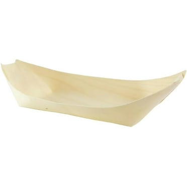 EcoQuality 9.4x4.3x1.2 Inch Large Bamboo Wooden Boats, Disposable Serving Trays, Compostable Eco Friendly for Appetizers, Sushi, Finger Foods, Catering, BBQs, Parties, and Events (5)