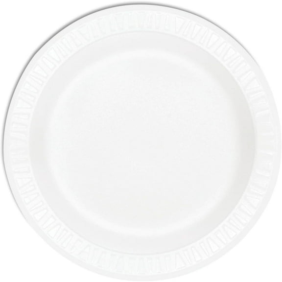 EcoQuality 9 inch Disposable White Insulated Foam Heavy Duty Plates for Parties BBQs Catering Events Weddings Everyday Use Sturdy and Durable Design for Hot and Cold Foods (300)