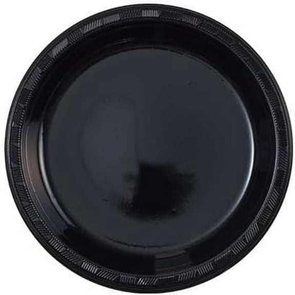 EcoQuality 9 inch Round Black Plastic Dinner Plates – Heavy-Duty Disposable Party Plates for Birthdays, BBQs, Picnics & Events for Catering, Weddings, and Holiday Gatherings (30)