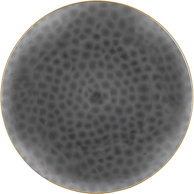 EcoQuality 9" inch Round Hammered Translucent Black Plastic Dinner Plates with Gold Rim - China Like Party Plates, Heavy Duty Large Disposable Charger Salad Plate Weddings, Serveware (80 Pack)