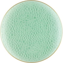 EcoQuality 9" inch Round Hammered Translucent Green Plastic Plates with Gold Rim - China Like Party Plates, Heavy Duty Large Disposable Dinner Charger Salad Plate Weddings, Serveware (10 Pack)