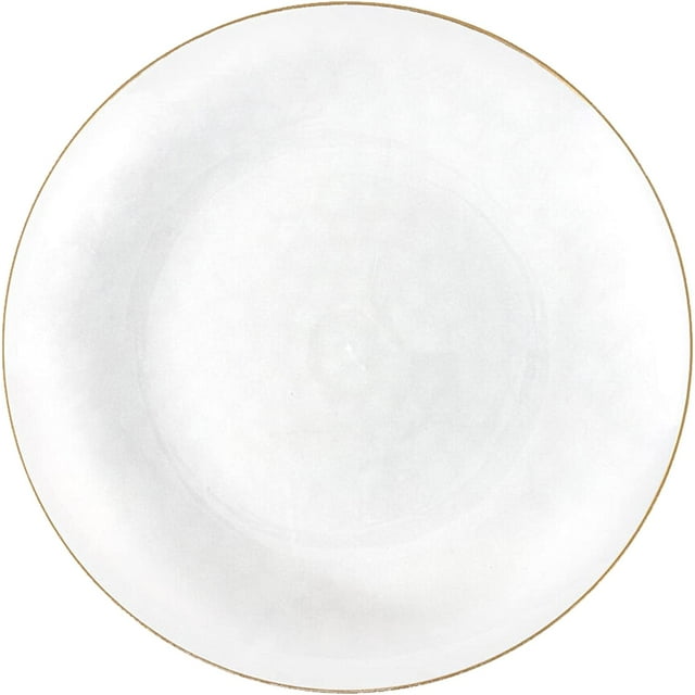 EcoQuality 9" inch Round Hammered Translucent White Plastic Dinner Plates with Gold Rim - China Like Party Plates, Heavy Duty Large Disposable Charger Salad Plate Weddings, Serveware (240 Pack)