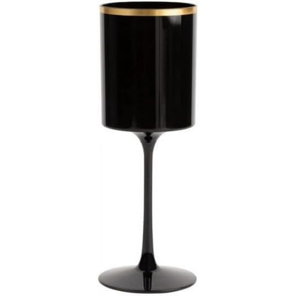 EcoQuality 9 oz Black Round Wine Glass with Gold Rim – Elegant, Durable Glassware for Wine, Champagne, and Special Occasions – Perfect for Weddings, Parties, and Formal Events (5)