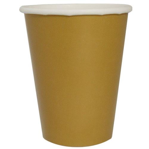 EcoQuality 9 oz Solids Gold Paper Cups - Disposable 9 Ounce Cold Drink ...