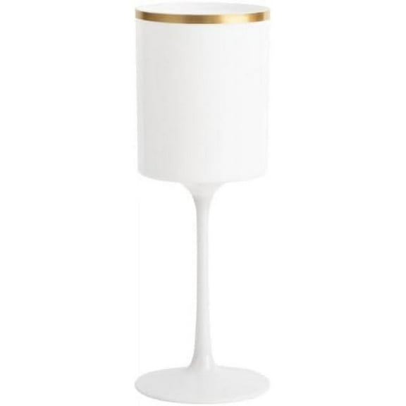 EcoQuality 9 oz White Round Wine Glass with Gold Rim – Elegant, Durable Glassware for Wine, Champagne, and Special Occasions – Perfect for Weddings, Parties, and Formal Events (15)