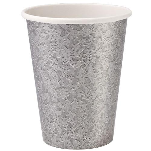 EcoQuality 9oz Textures Silver Cup Drink Paper Cups - Disposable Paper ...