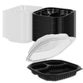 thumbnail image 1 of EcoQuality 9x9x3 Inch 3 Compartment Black Hinged Takeout Containers with Clear Lids Food Storage Clamshell for Meal Prep, Restaurant, Catering, and Takeout Packaging (20), 1 of 8