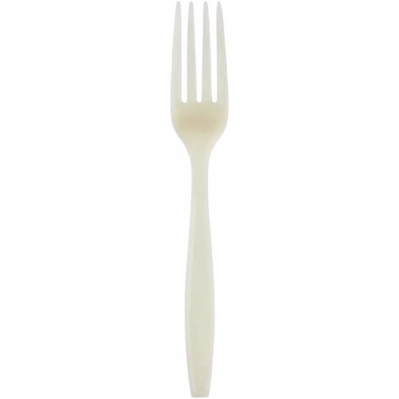EcoQuality Beige Bio Based Heavy Weight Individually Wrapped Disposable Forks, 100 Pack