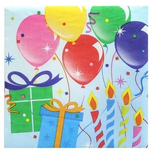 EcoQuality Birthday Balloons Lunch Napkin, Dispenser Napkin Refill, Everyday Napkins, Perfect for Restaurants, Diners, Bodegas & Home (180)