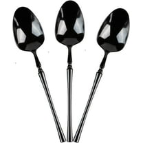 EcoQuality Black Disposable Plastic Teaspoons - Heavy Weight Plastic Black Cutlery, Disposable Utensils, Silverware Perfect for Wedding, Birthday, Event Planning, Baby Shower, Anniversaries (32)