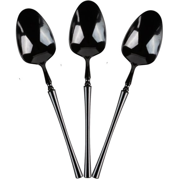 EcoQuality Black Disposable Plastic Teaspoons - Heavy Weight Plastic Black Cutlery, Disposable Utensils, Silverware Perfect for Wedding, Birthday, Event Planning, Baby Shower, Anniversaries (32)