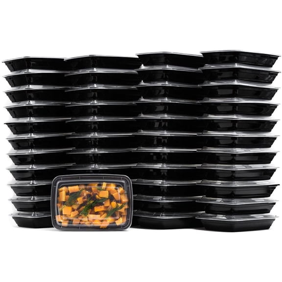 EcoQuality Black Plastic Airtight Salad Food Storage Container (25 Count)