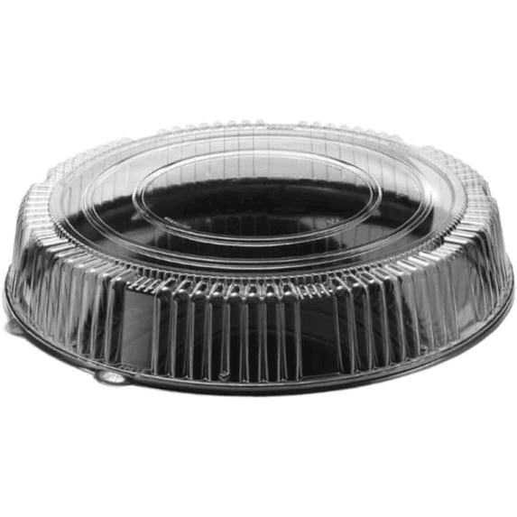 EcoQuality Black Plastic Round Disposable Catering Tray 18 inch with ...