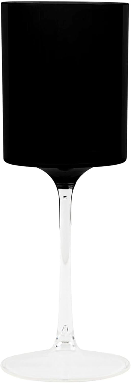 EcoQuality Black Plastic Wine Glasses with Clear Stem 9 oz Wine Glass
