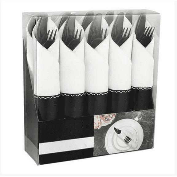 EcoQuality Black Pre-Rolled Napkin, Dispenser Napkin Refill, Everyday Napkins, Perfect for Restaurants, Diners, Bodegas & Home (10)