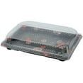 thumbnail image 1 of EcoQuality Black Sushi Trays with Lids 7.25 x 5 Inch - Disposable Sushi Packaging Box, Carry Out Container, Take Out Boxes, Black Plastic To Go Containers, Entrees, Appetizers or Desserts (550), 1 of 4