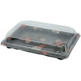 thumbnail image 1 of EcoQuality Black Sushi Trays with Lids 7.25 x 5 Inch - Disposable Sushi Packaging Box, Carry Out Container, Take Out Boxes, Black Plastic To Go Containers, Entrees, Appetizers or Desserts (150), 1 of 4