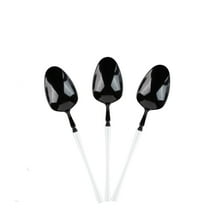 EcoQuality Black and White Disposable Plastic Tea Spoons - Plastic Black & White Cutlery Disposable Utensils Silverware Perfect for Wedding Birthday Event Planning Baby Shower Anniversaries (20)