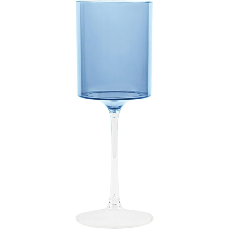 Two Tone Wine Glass 9oz Blue/Clear Plastic Wedding 5ct.