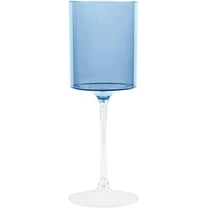 EcoQuality Blue Plastic Wine Glasses with Clear Stem - 9 oz Wine Glass, Disposable Shatterproof Wine Goblets, Reusable, Elegant Drink Cup Tumbler, Weddings, Party, Dinner, Baby Showers (5)