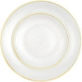 thumbnail image 1 of EcoQuality Combo Set 7" Dessert Plates and 10" inch Round Pearl White Plastic Plates with Gold Rim, Disposable China Like Party Plate, Heavy Duty Dinner Charger Plate, Salad, Wedding, Tableware (128), 1 of 6