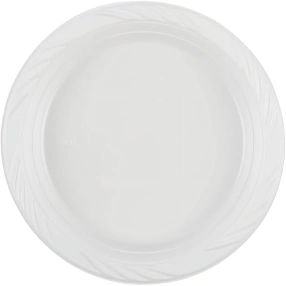 EcoQuality Disposable 7" inch Round White Plastic Plates Heavy Duty - China Like Party Plates, Heavy Duty Medium Disposable Salad Plates, Salad Plate, Weddings, Serveware (400)