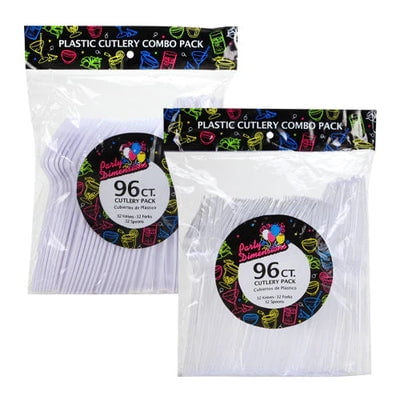 EcoQuality Disposable Clear/White Mix Combo Cutlery Set - Great for Party, Soups, Kitchen, Office, Togo, Lunch, Cafeterias, Restaurants (192)