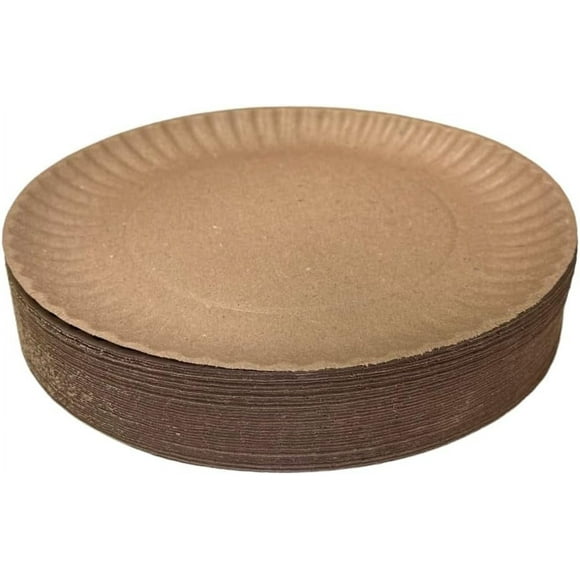 EcoQuality Disposable Kraft 6-Inch Paper Plates Uncoated Large, Everyday Disposable Brown Paper Plates 6" Paper Plate Bulk Pizza Party Plates (900)