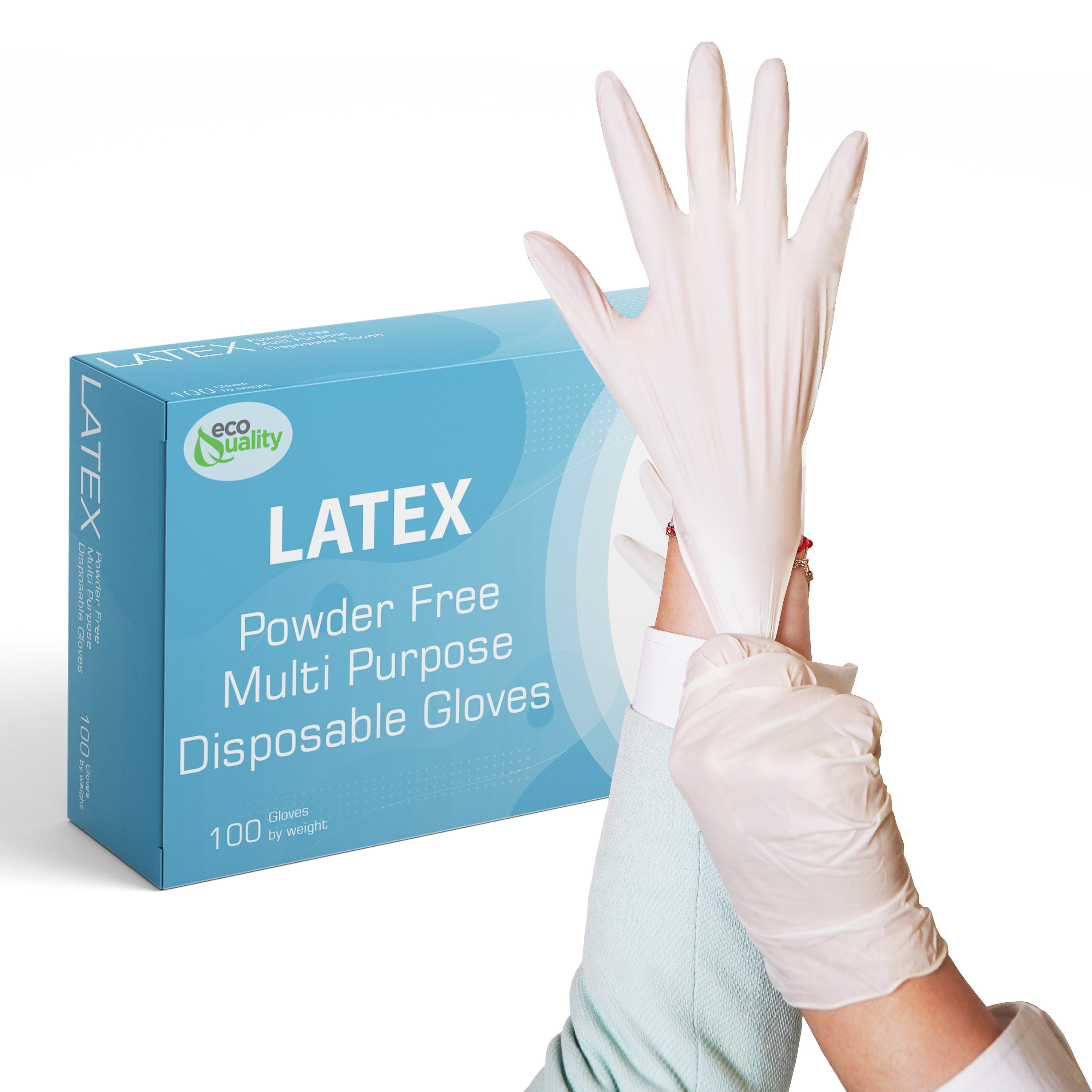 EcoQuality Disposable Latex Gloves Non-Medical, Powder Free