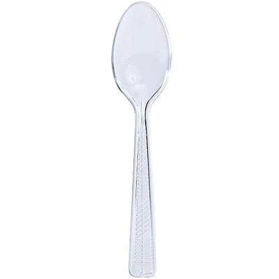 EcoQuality Disposable Plastic Clear Teaspoon Party - Great for Soups, Kitchen, Office, Togo, Lunch, Cafeterias, Restaurants - Durable and Disposable (288)