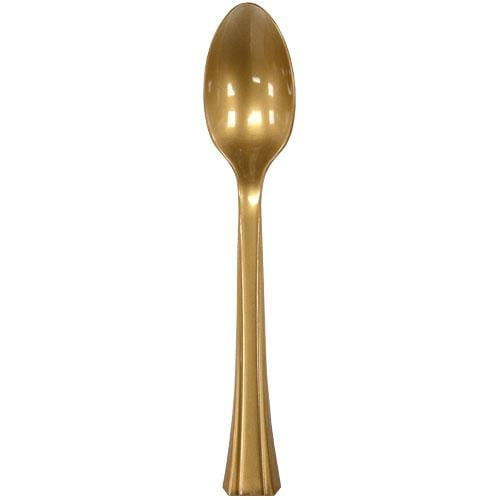 EcoQuality Disposable Plastic Gold Teaspoon - Great for Soups, Kitchen, Office, Togo, Lunch, Cafeterias, Restaurants (51)