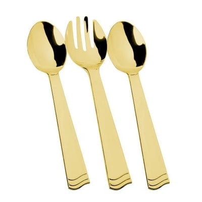 EcoQuality Disposable Plastic Gold Utensils Set - 2 Spoons, 1 Fork - Great for Party, Soups, Kitchen, Office, Togo, Lunch, Cafeterias, Restaurants (12)